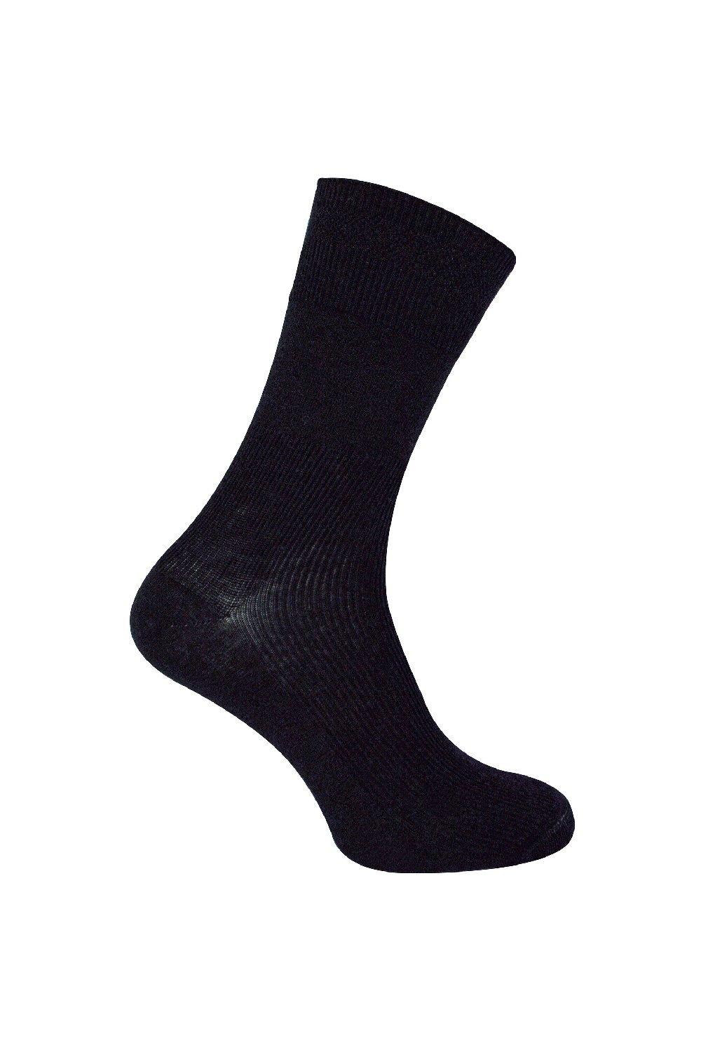 Extra Wide Ribbed Seamless Merino Wool Diabetic Socks in Black