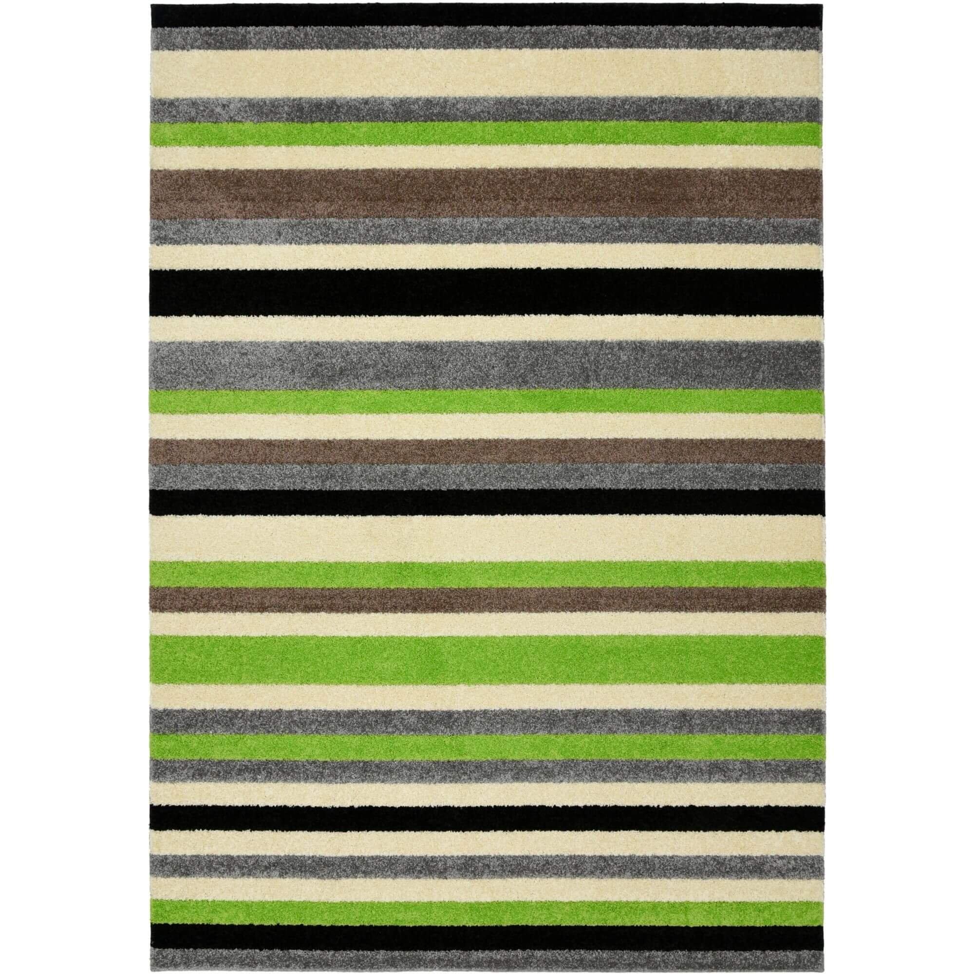 Alya Collection Washable Rugs & Runners Striped Design in Green  - 117G