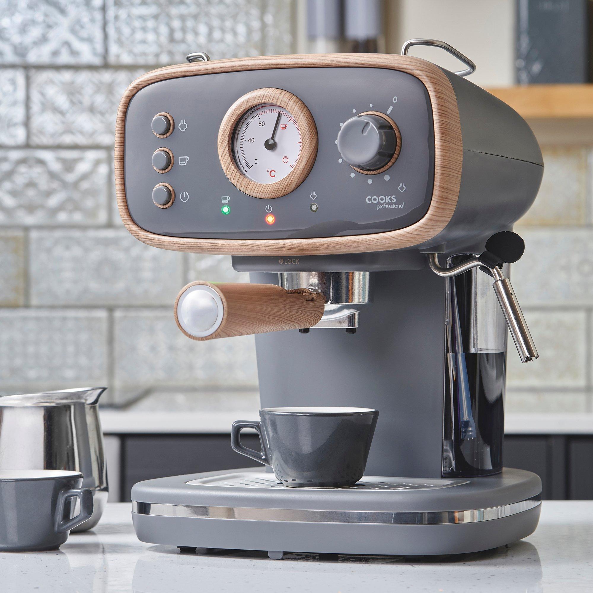 Coffee Machine Espresso Maker Barista Pro 15-Bar Pump Frothing Wand Nordic Grey