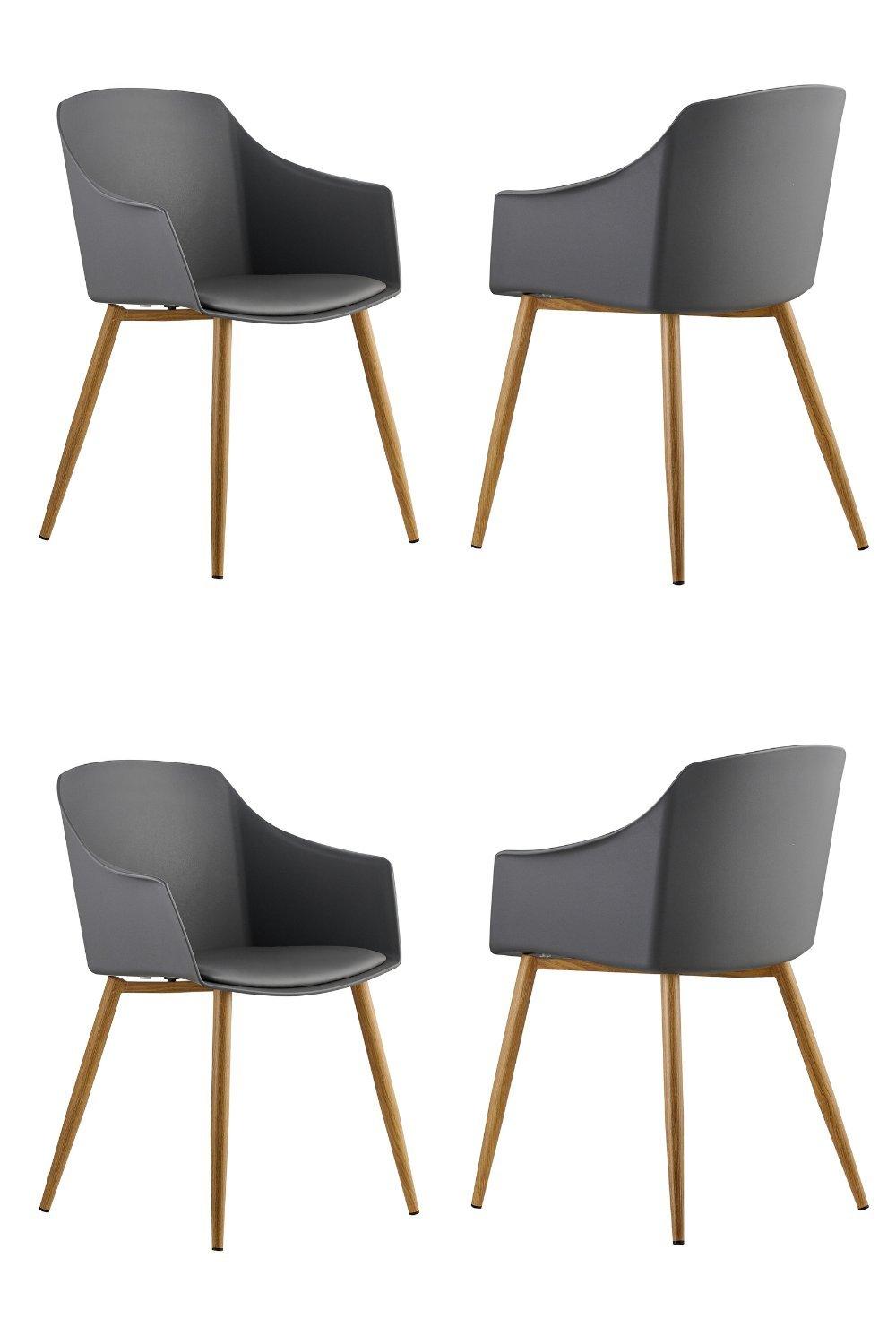 Set of 4 'Eden Dining Chairs' with Leather Cushions Dining Armchair