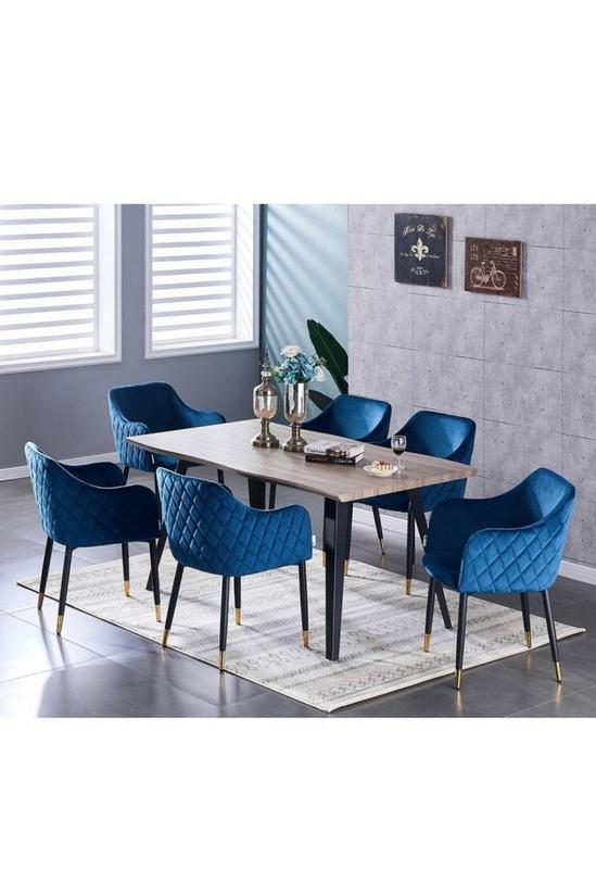 Life Interiors 'Verona Rocco' LUX Dining Set with a Table and 6 Velvet Chairs 1