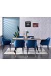 Life Interiors 'Verona Rocco' LUX Dining Set with a Table and 6 Velvet Chairs thumbnail 2