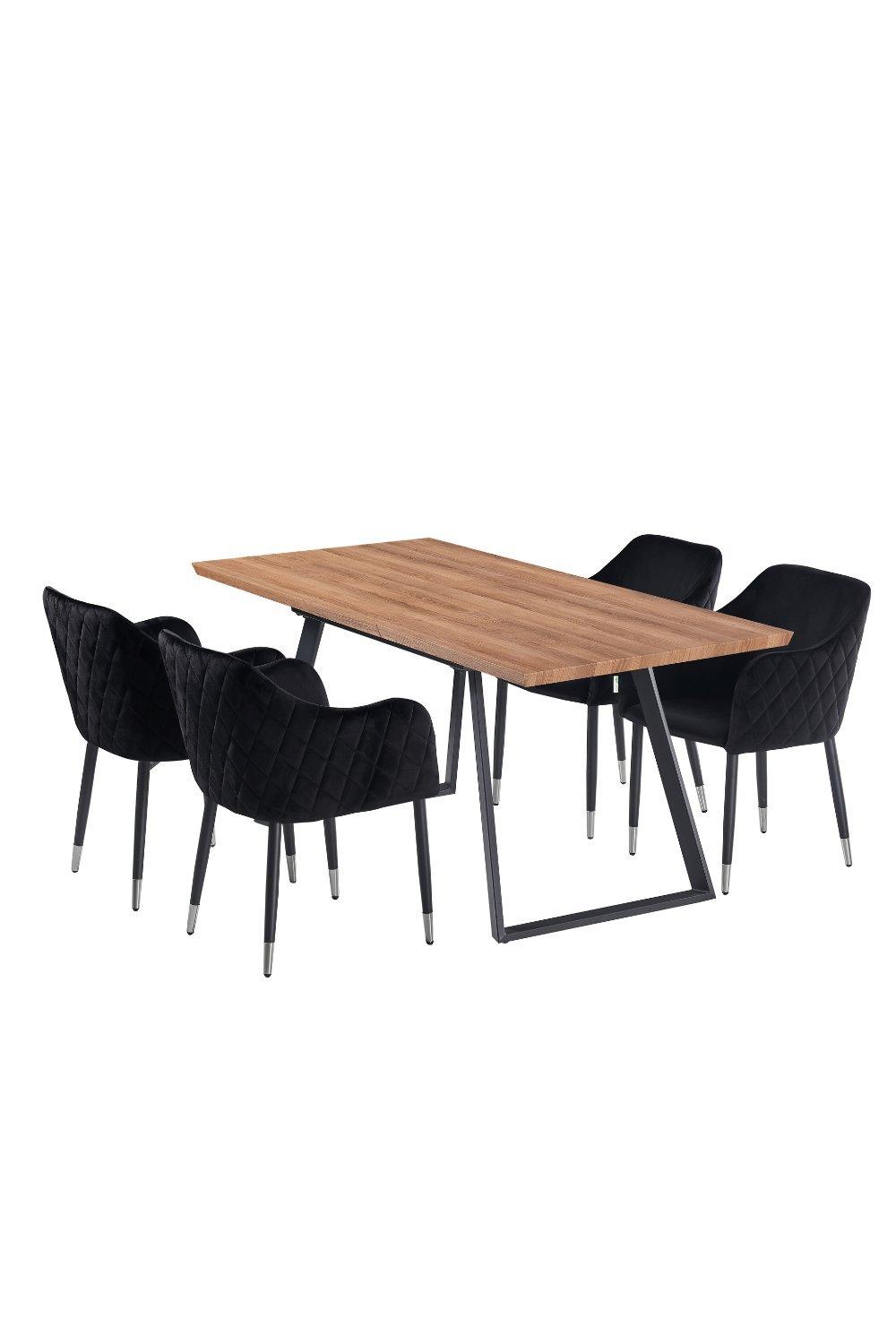 'Verona Toga' LUX Dining Set with a Table and 4 Velvet Chairs