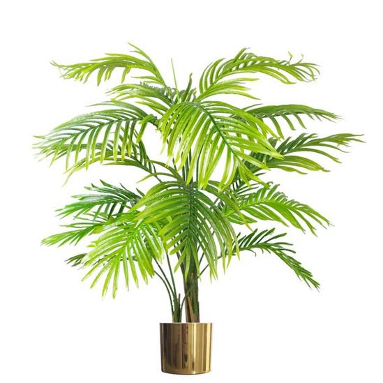 Leaf 130cm Artificial Areca Palm Tree - Realistic with Gold Metal Planter 1