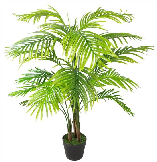 Leaf 130cm Artificial Areca Palm Tree - Realistic with Gold Metal Planter 3
