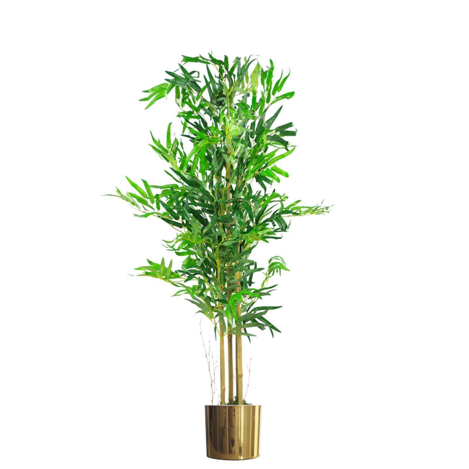 120cm (4ft) Natural Look Artificial Bamboo Plants Trees with Gold Metal Planter