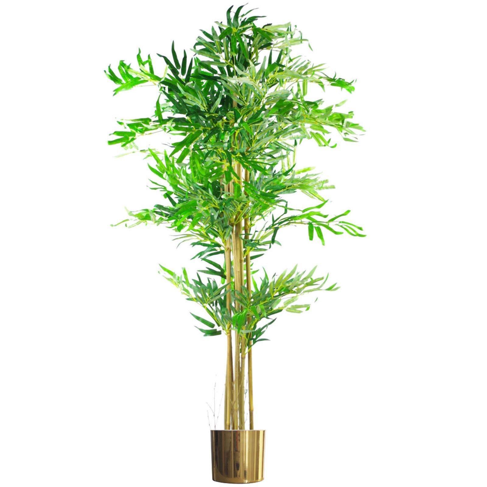 150cm (5ft) Natural Look Artificial Bamboo Plants Trees - XL with Gold Metal Planter