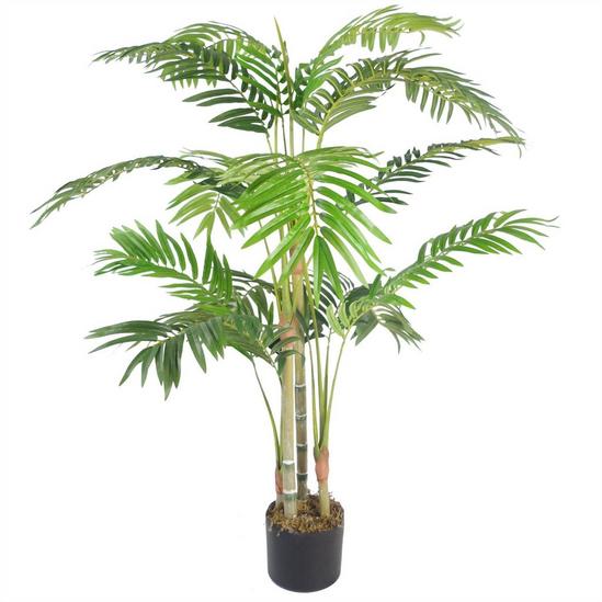 Leaf 120cm (4ft) Realistic Artificial Areca Palm with pot with Gold Metal Planter 3