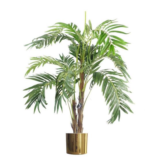 Leaf 120cm Premium Artificial palm tree with pot with Gold Metal Planter 1