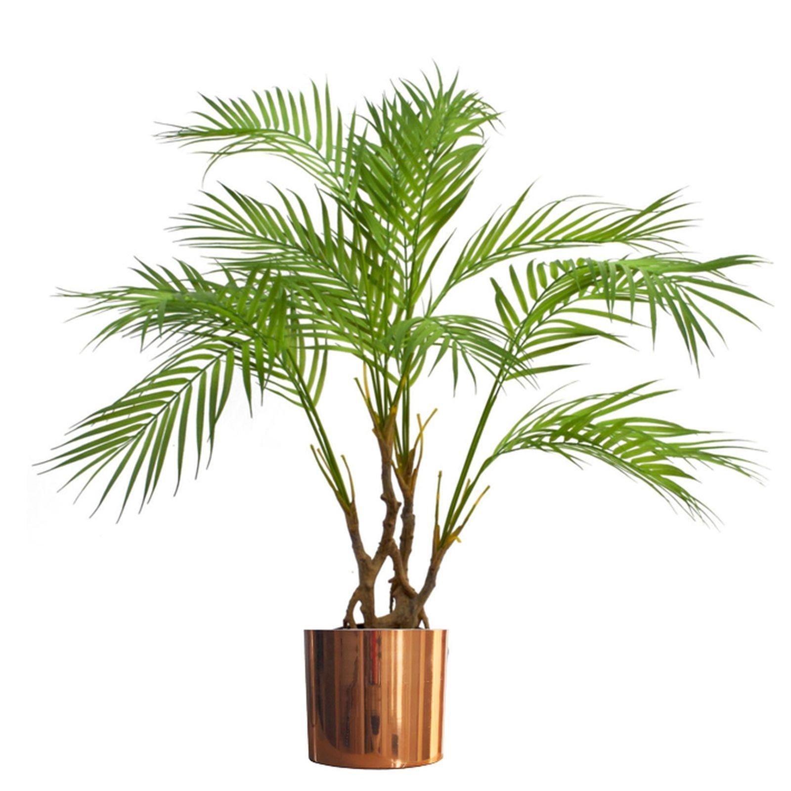 90cm Artificial Areca Palm Plant Twisted Detail Trunk with Copper Metal Plater