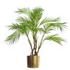 Leaf 90cm Artificial Areca Palm Plant Realistic Detail Trunk with Gold Metal Planter thumbnail 1