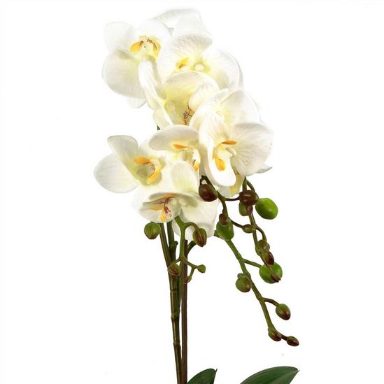 Leaf 54cm Artificial Orchid Plant - White with Gold Pot 2