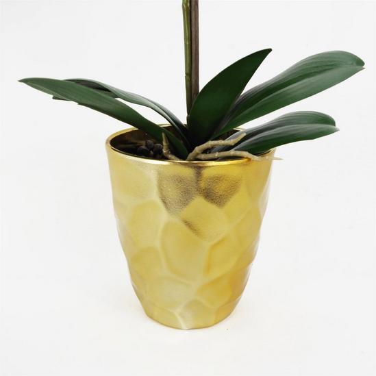 Leaf 54cm Artificial Orchid Plant - White with Gold Pot 3