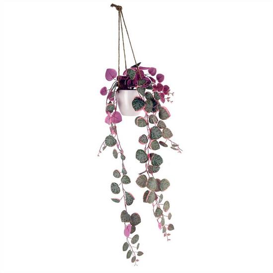 Leaf 90cm Artificial Potted Hanging Trailing Pink Plant - String of Hearts 1