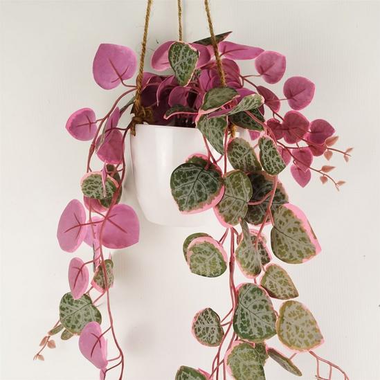 Leaf 90cm Artificial Potted Hanging Trailing Pink Plant - String of Hearts 3