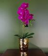 Leaf 54cm Artificial Orchid Plant - Dark Pink Gold Pot thumbnail 1