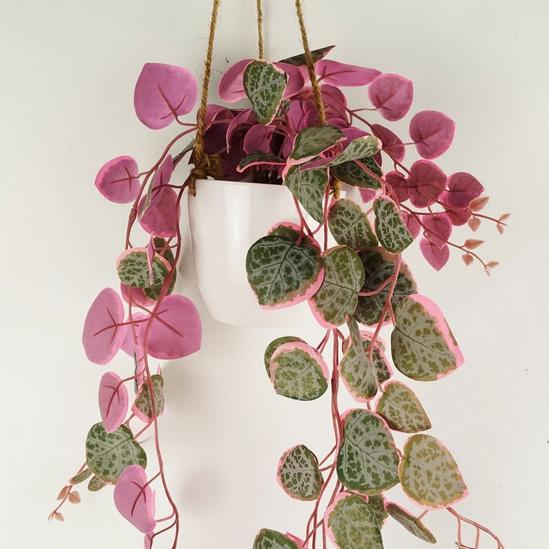 Leaf 90cm Artificial Potted Trailing Hanging Pink Plant Realistic - String of Hearts 3
