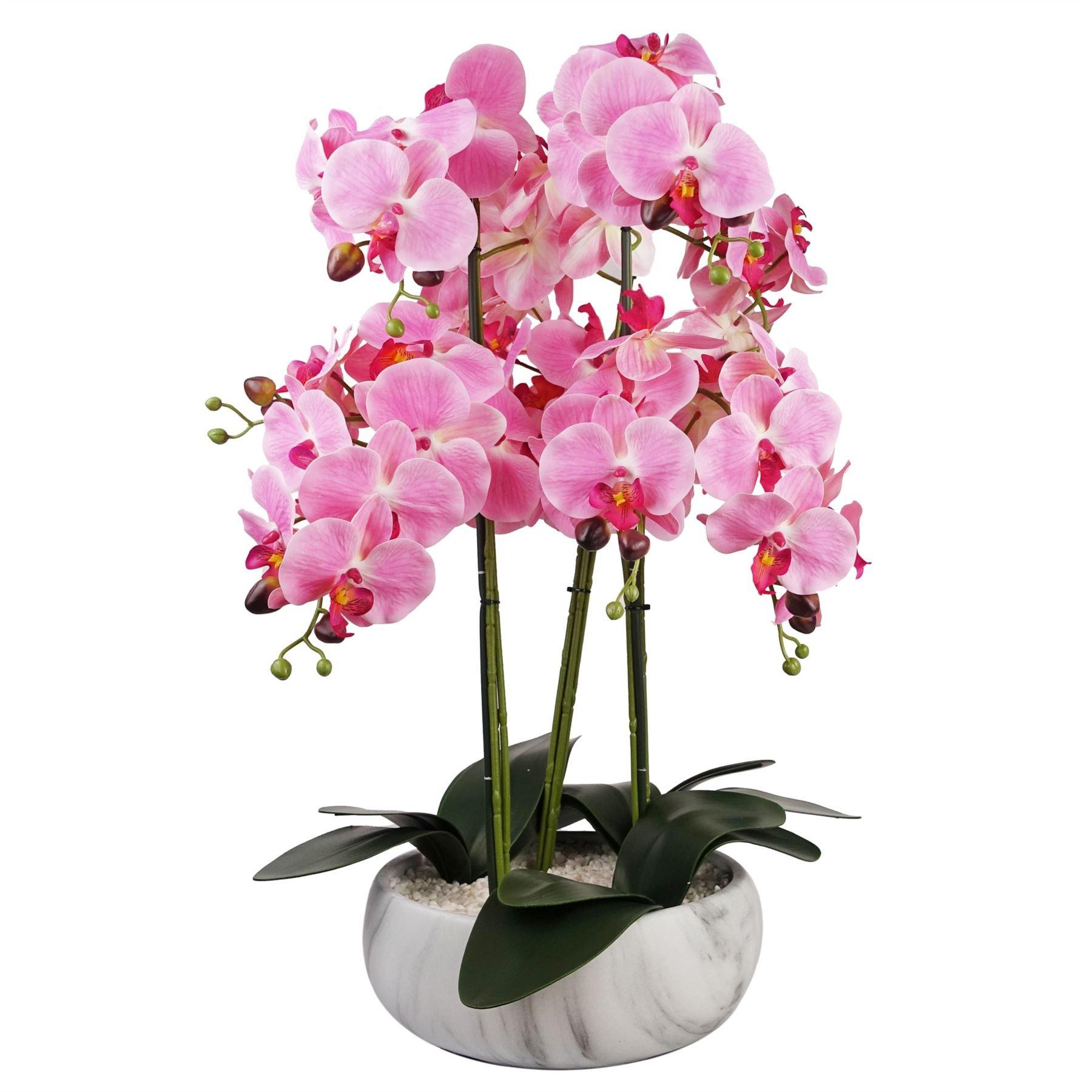 60cm Orchid Pink - Marble Effect Ceramic Planter