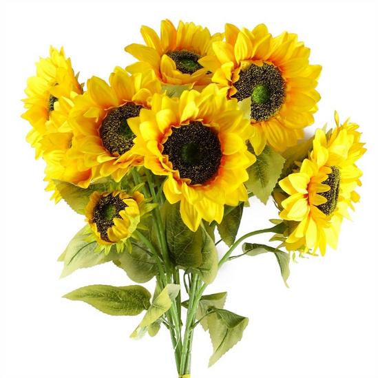 Leaf Pack of 6 x 88cm Yellow Artificial Sunflower - 3 heads 1