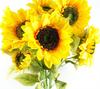 Leaf Pack of 6 x 88cm Yellow Artificial Sunflower - 3 heads thumbnail 4