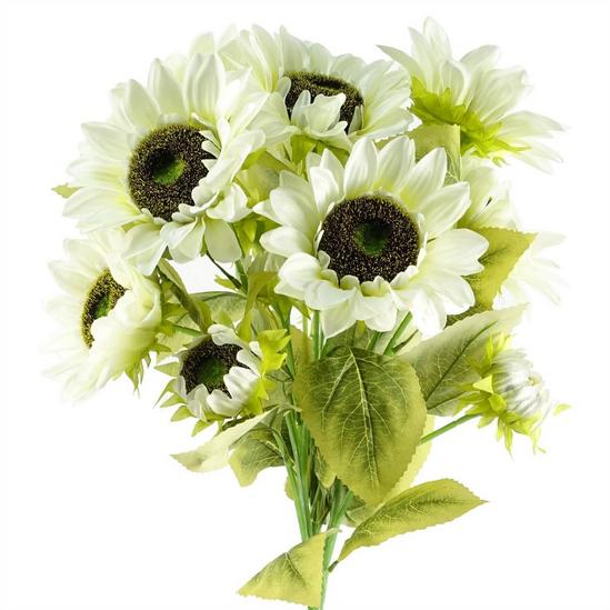 Leaf Pack of 6 x 88cm White Artificial Sunflower - 3 heads 1