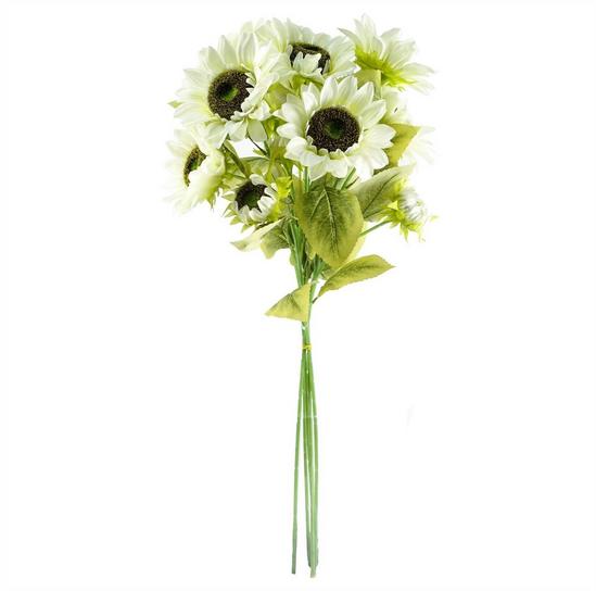 Leaf Pack of 6 x 88cm White Artificial Sunflower - 3 heads 3