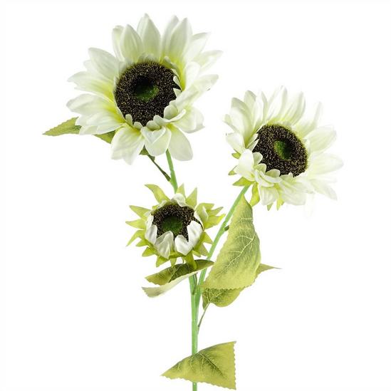 Leaf Pack of 6 x 88cm White Artificial Sunflower - 3 heads 5