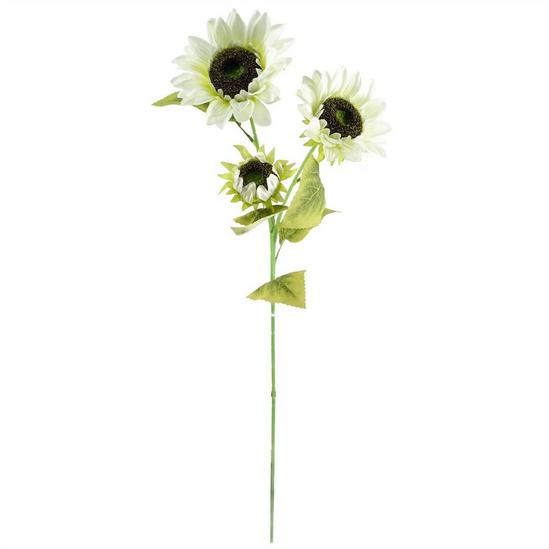 Leaf Pack of 6 x 88cm White Artificial Sunflower - 3 heads 6