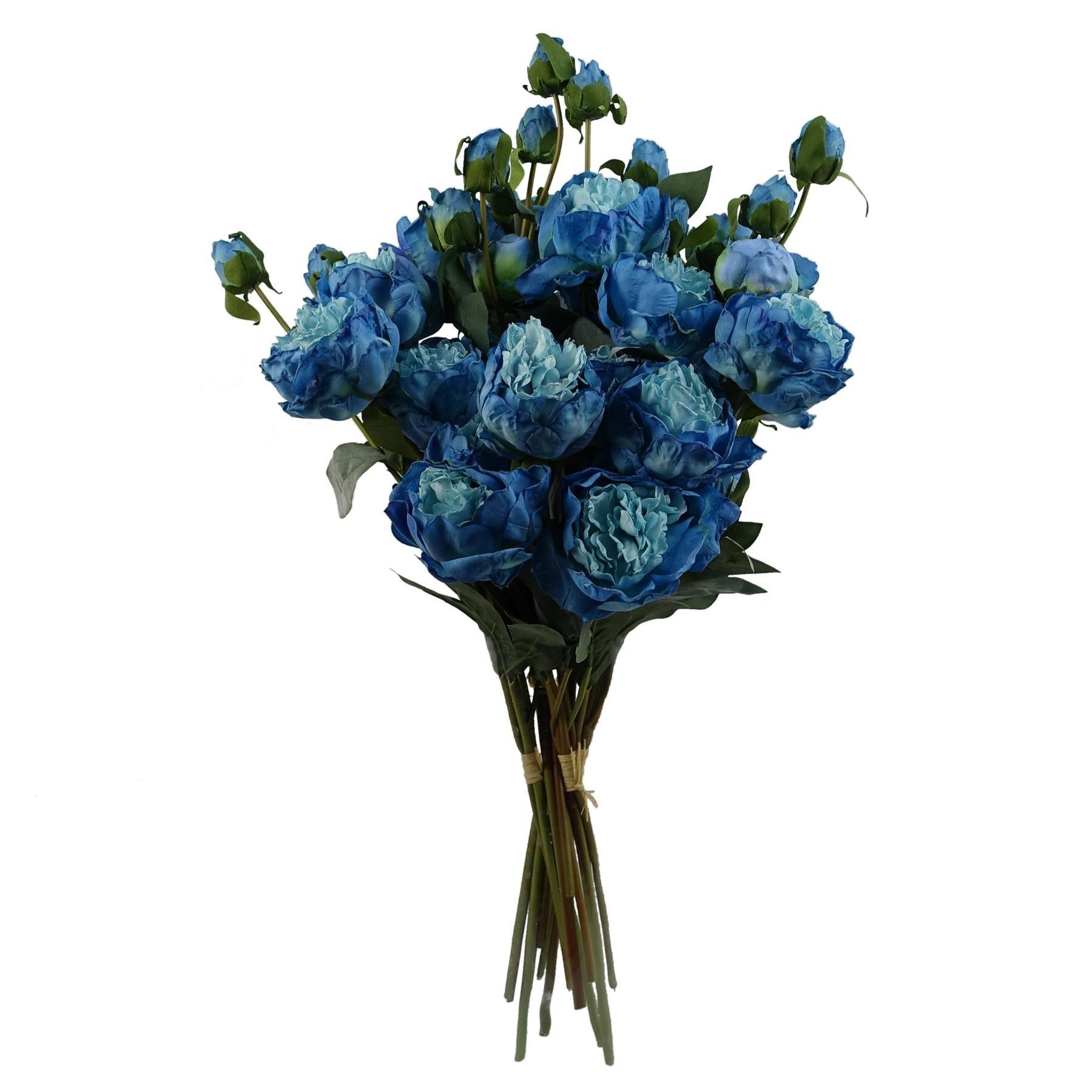 6 x 55cm Blue Peony Artificial Flower
