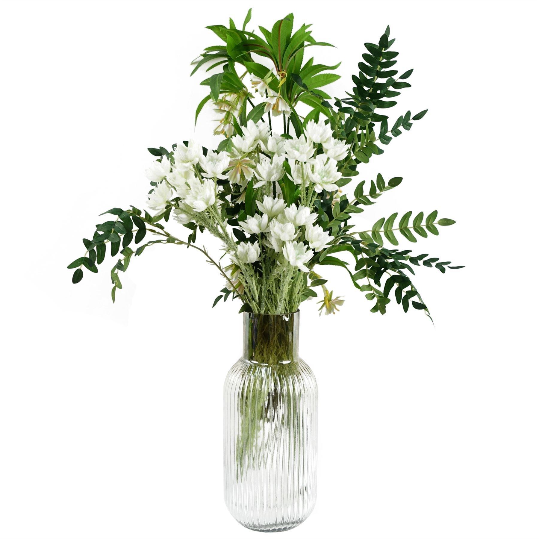 Leaf 75cm White Starflower Display Ombre Glass Vase