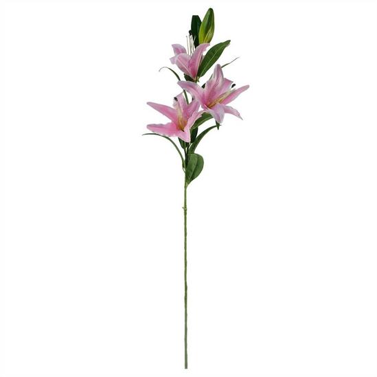 Leaf Leaf 100cm Artificial Pink Lily Flower Arrangement Glass Vase 5