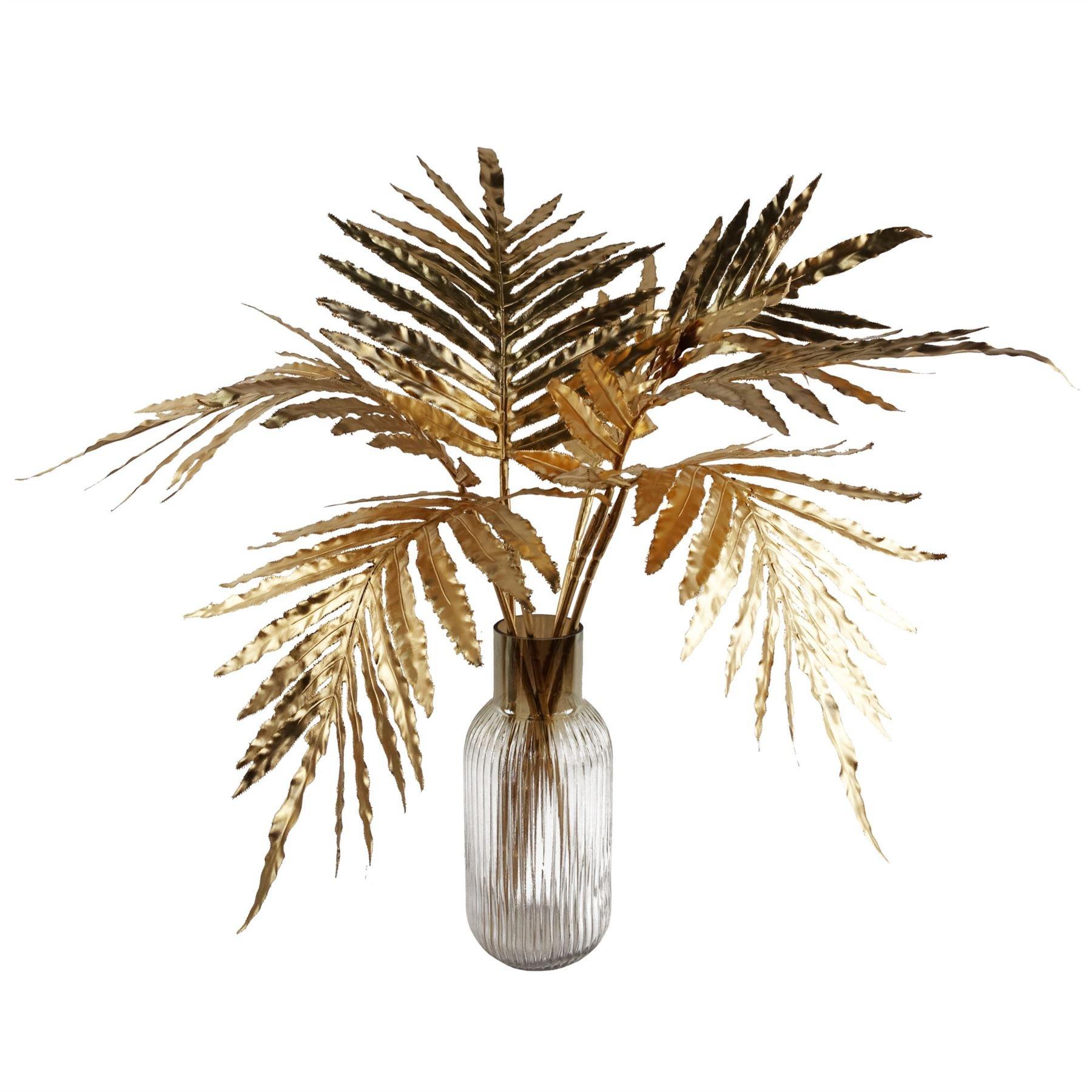 Leaf 80cm Artificial Gold Palm Leaves Gold Ombre Glass Vase