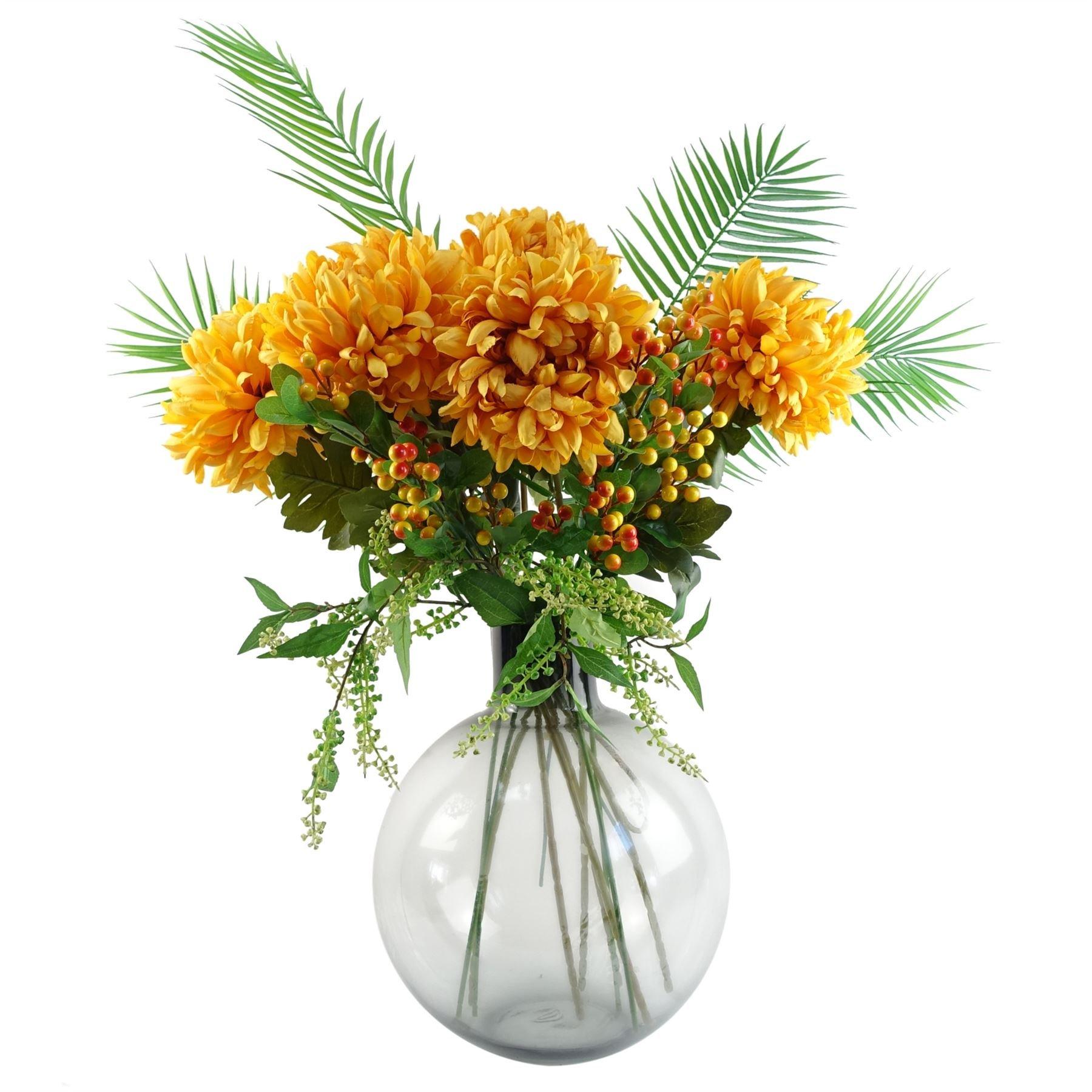 Leaf 100cm Yellow Chrysanthemum Glass Ball Vase