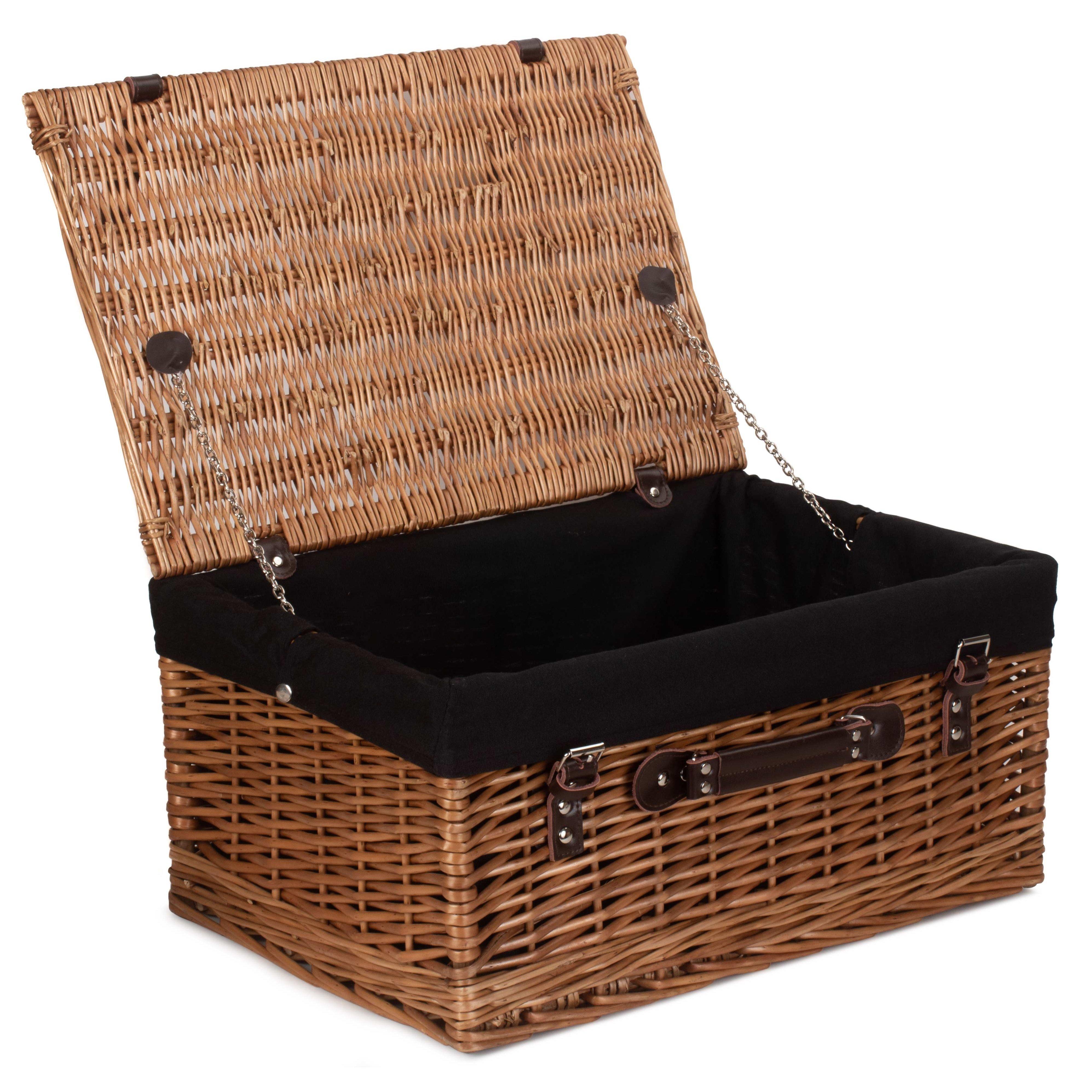 Wicker 51cm Double Steamed Picnic Basket with Cotton Lining