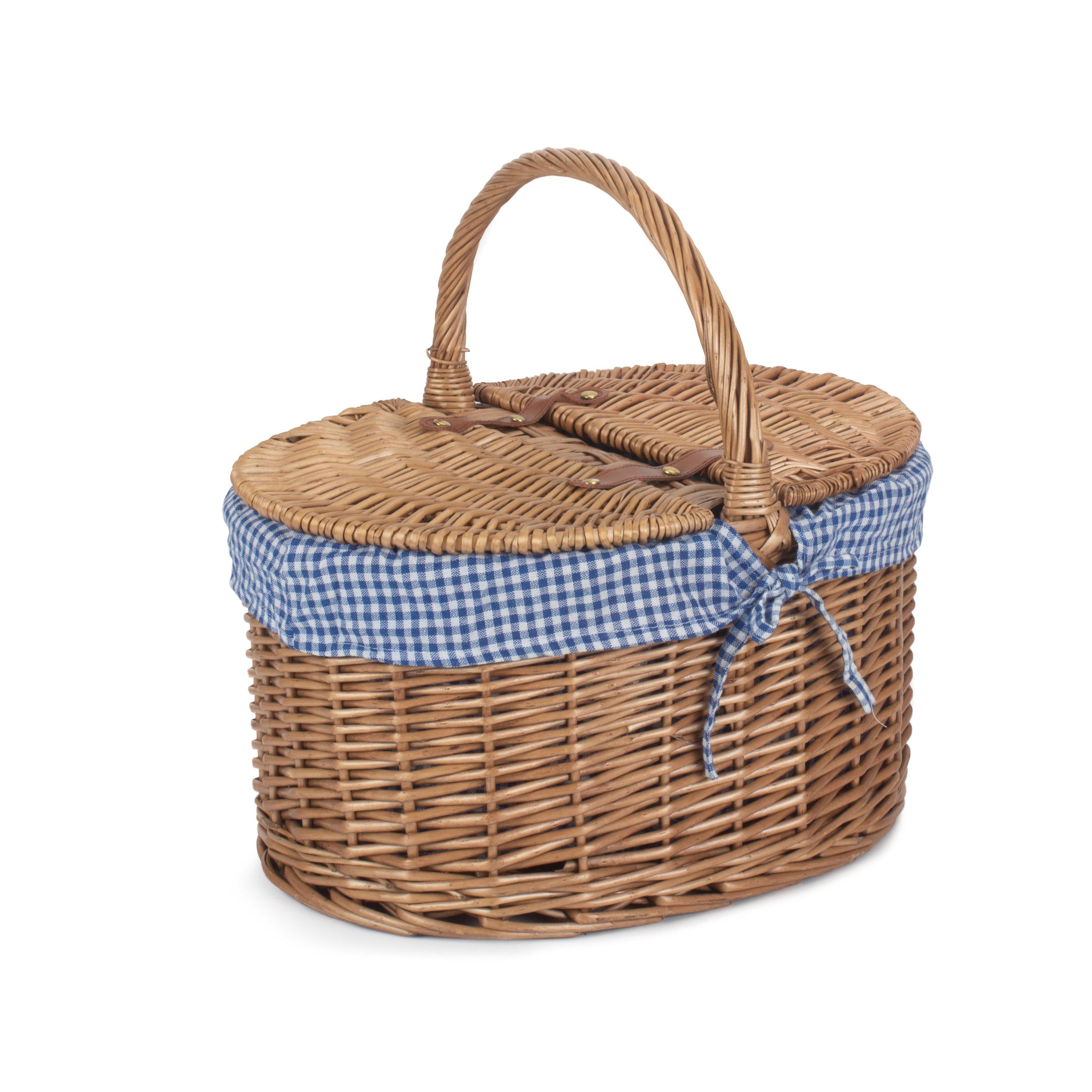 Wicker Light Steamed Oval Lidded Basket with Cotton Lining