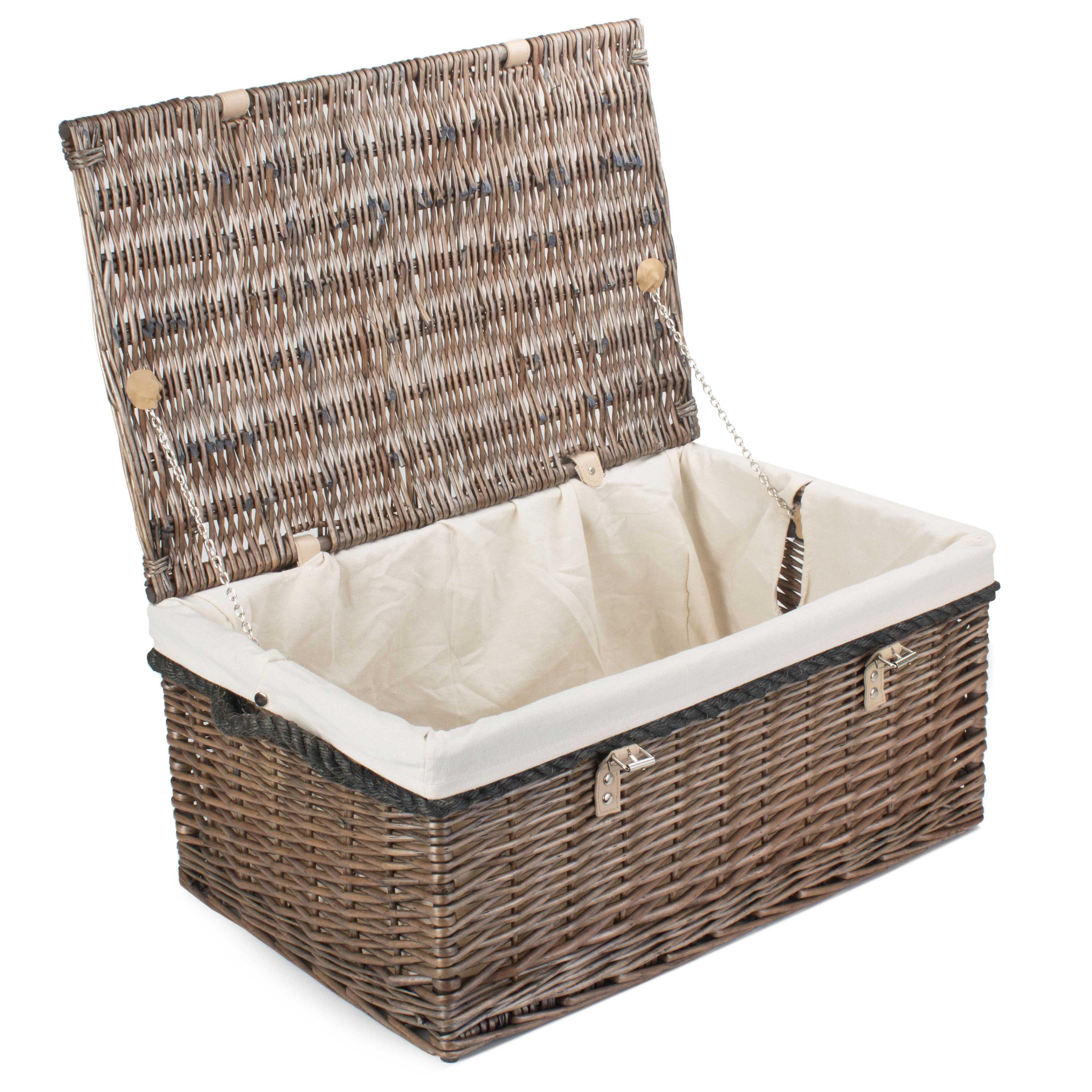 Wicker 62cm Antique Wash Picnic Basket with Cotton Lining