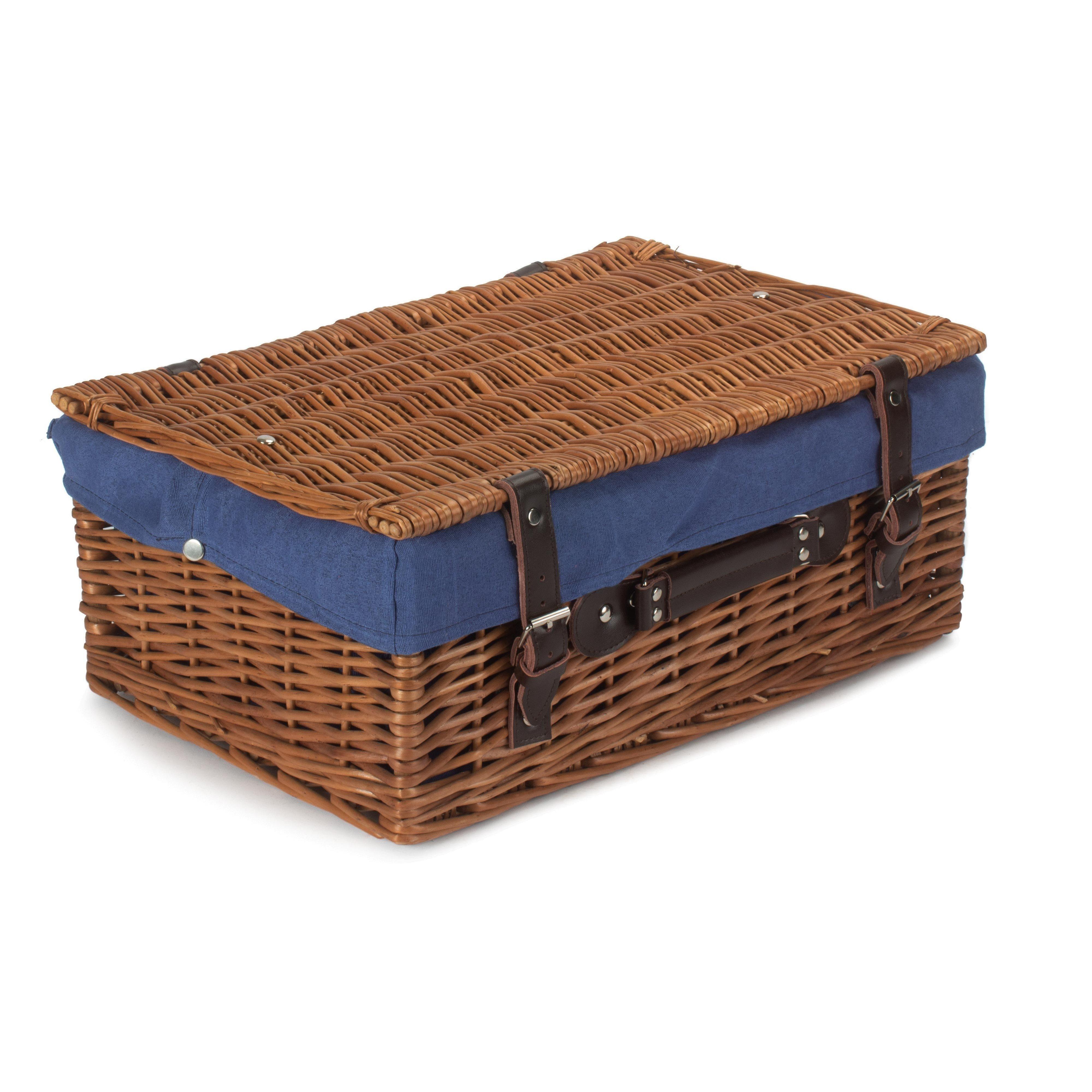 Wicker 46cm Double Steamed Picnic Basket with Cotton Lining