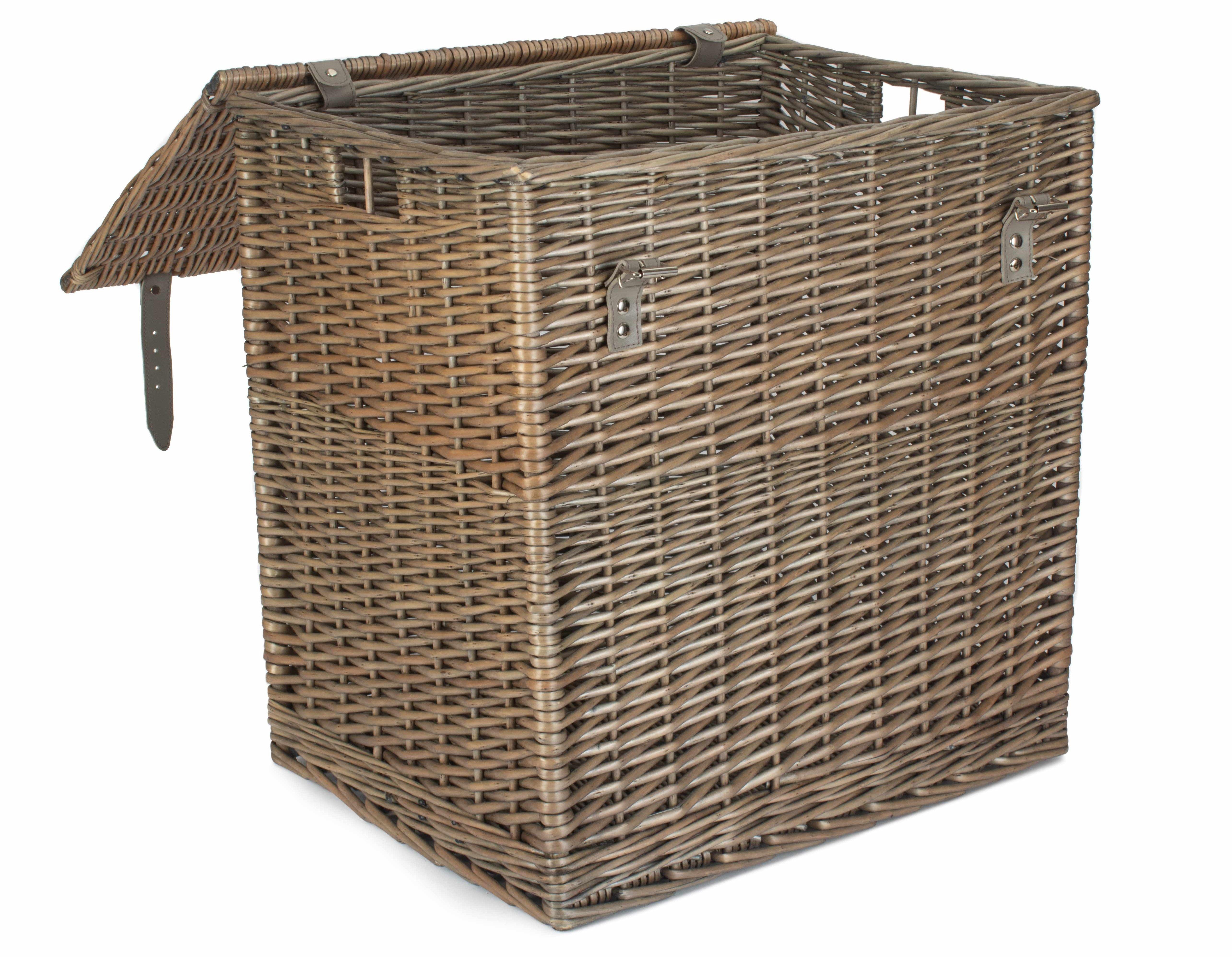 Wicker Antique Wash Vintner Storage Picnic Basket