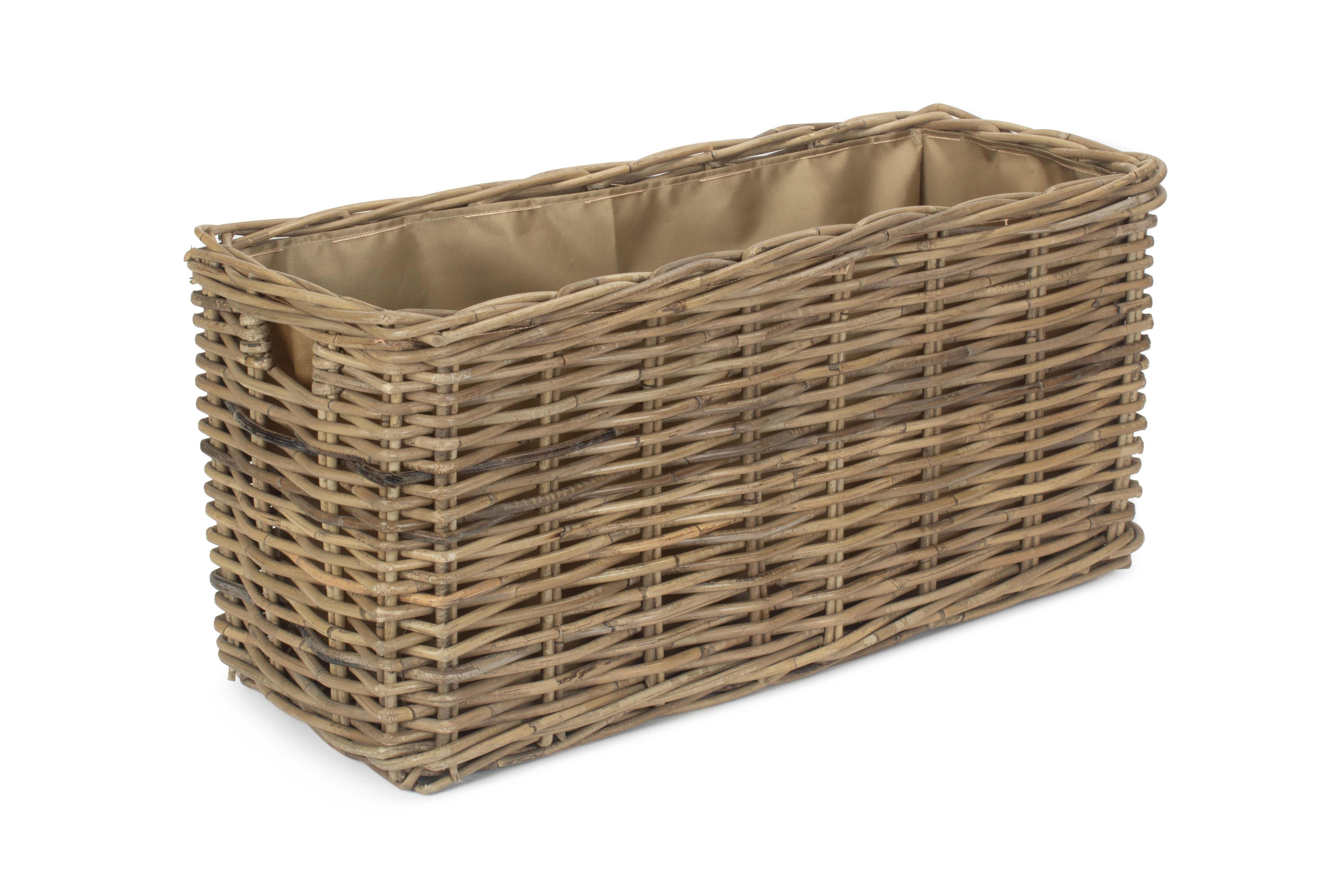 Rattan Small Under Bench Basket With Cordura Lining