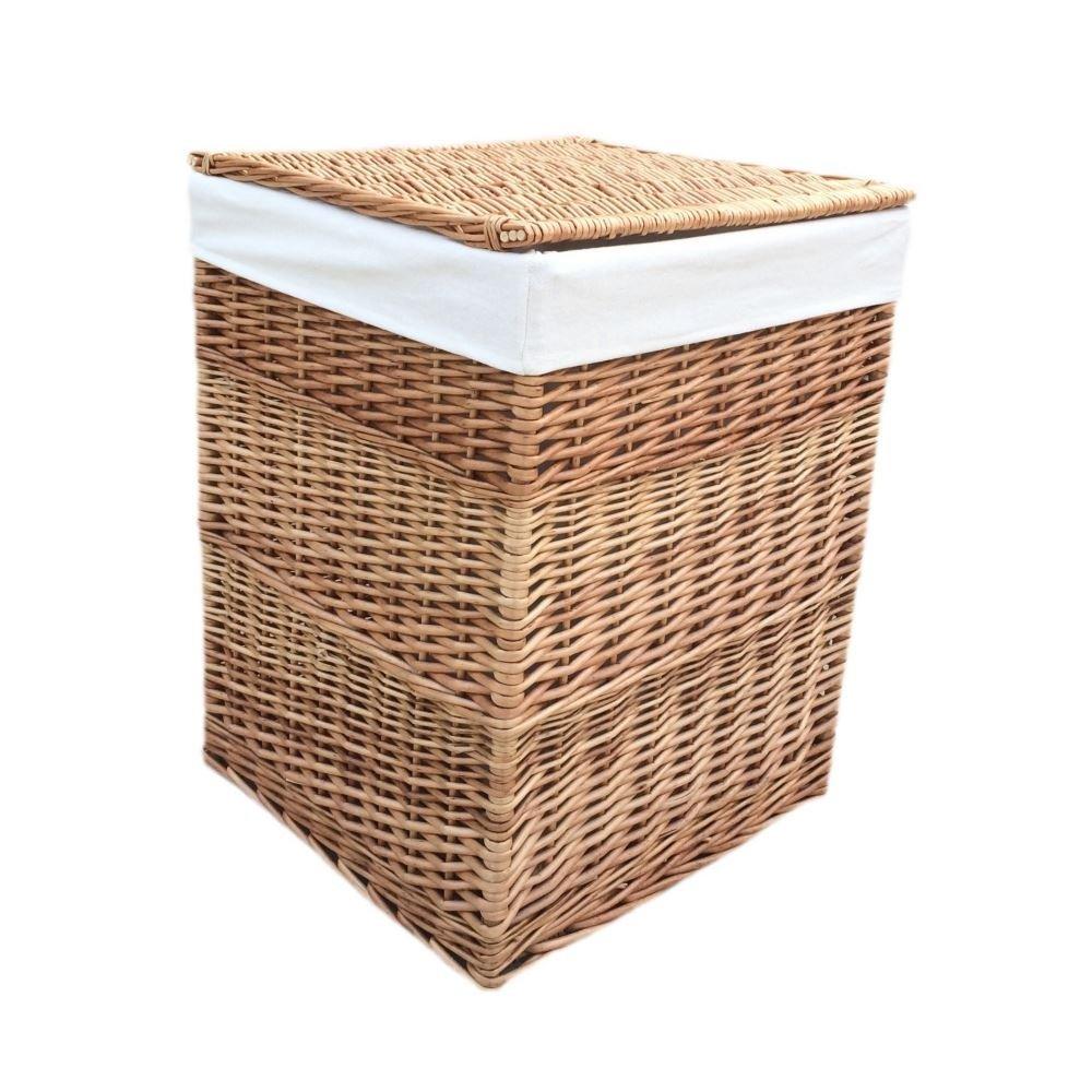 Cotton Lined Light Steamed Square Laundry Basket
