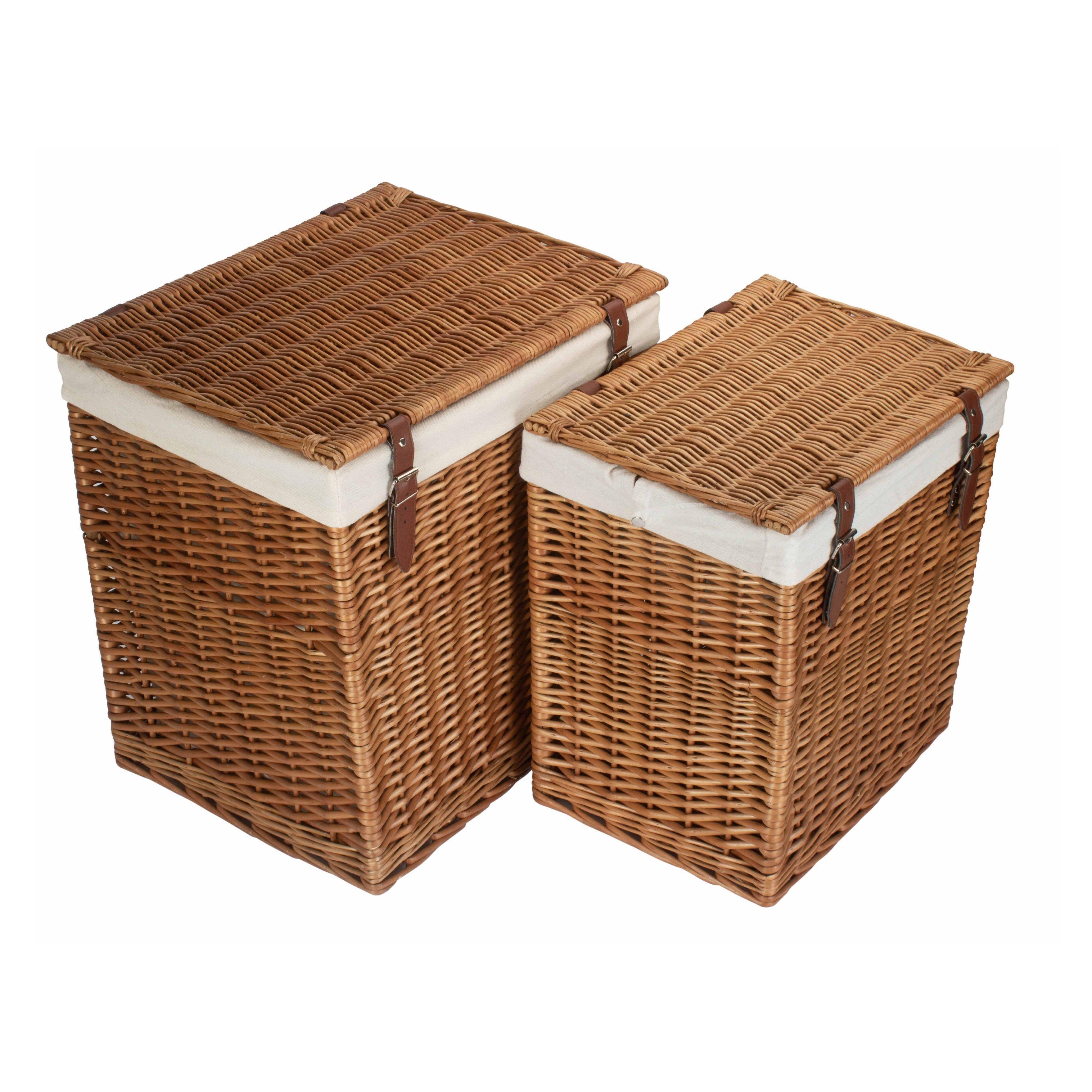 Set of 2 Cotton Lined Boutique Double Steamed Laundry Baskets