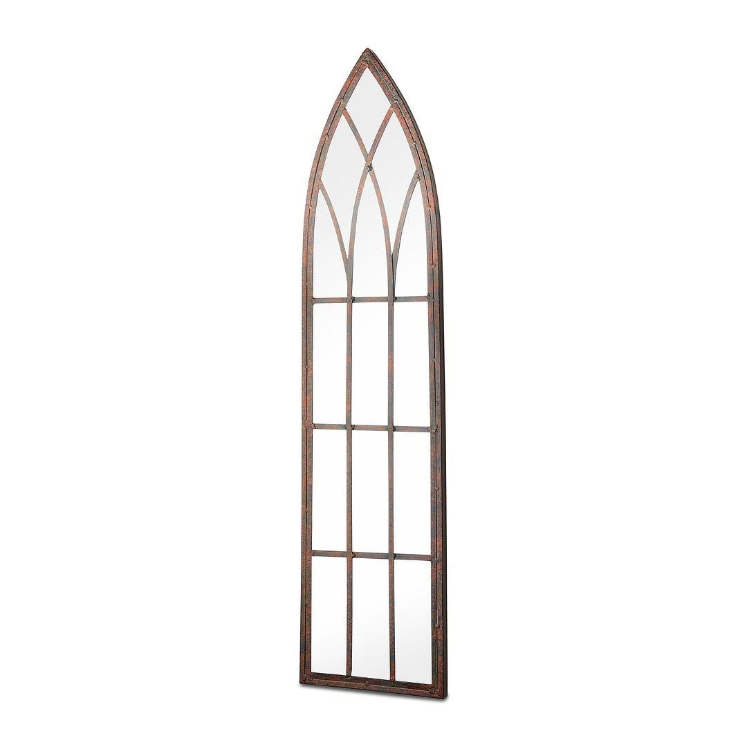 Metal Rustic Gothic Arch Slimline Mirror 1m Tall