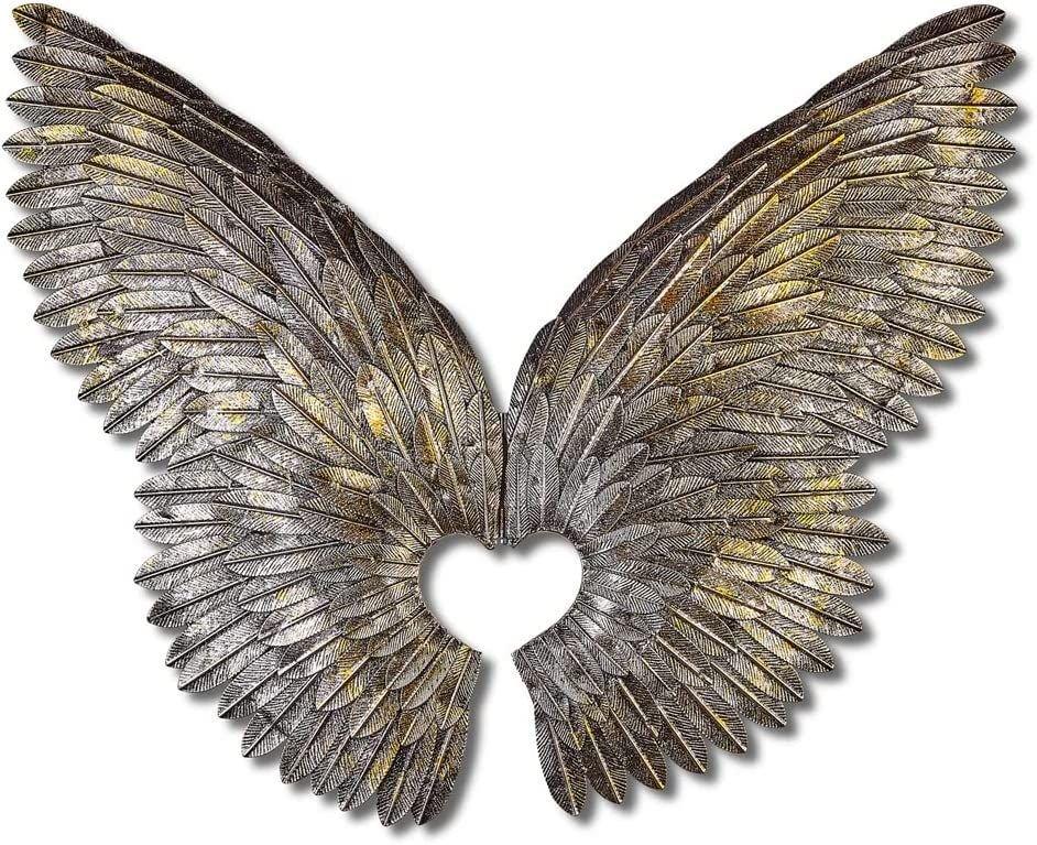 Angel Wings Hinged Metal Wall Art Screen For Your Home Or Garden 90cm Tall