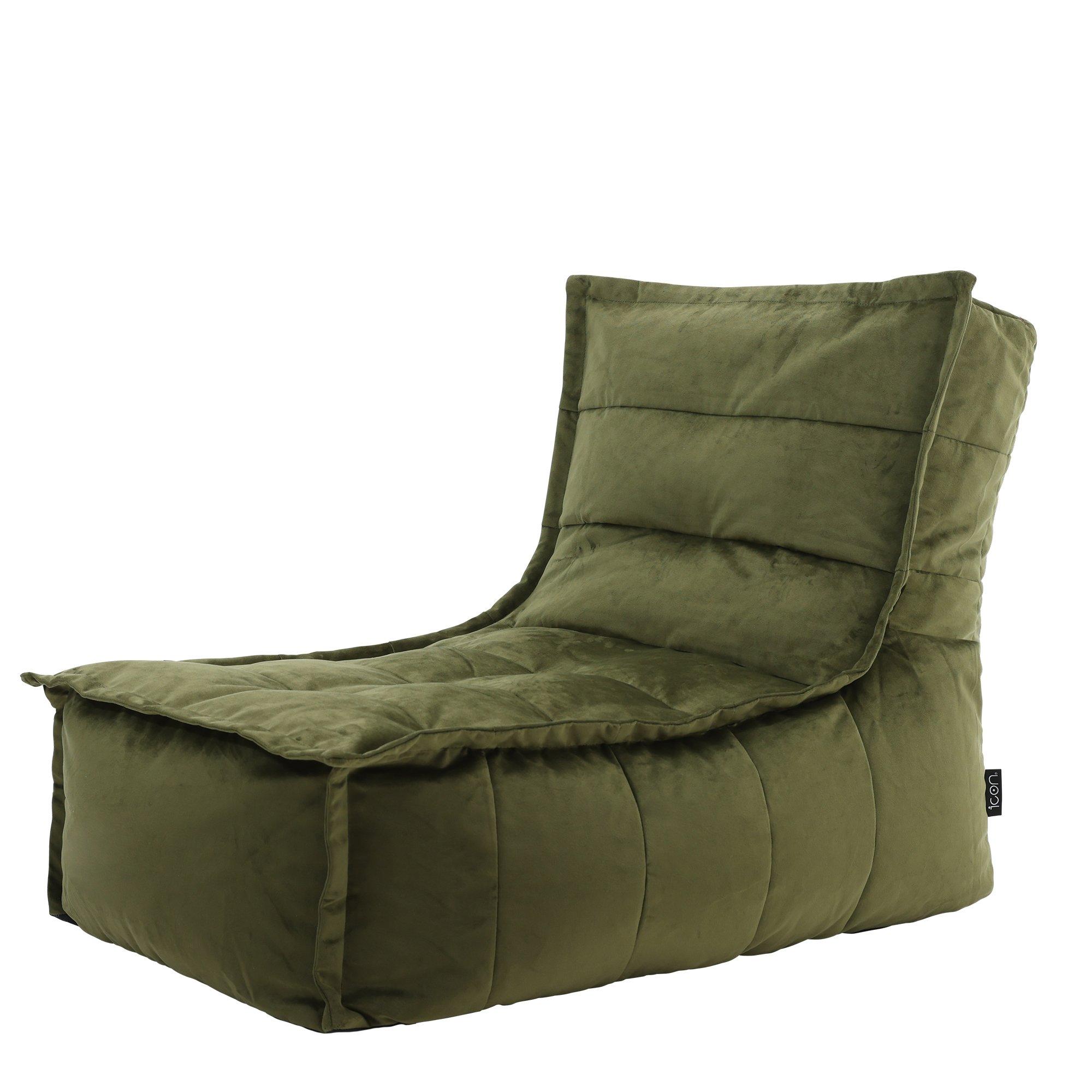 Dolce Lounger Bean Bag Olive Green Velvet Bean Bag Chair