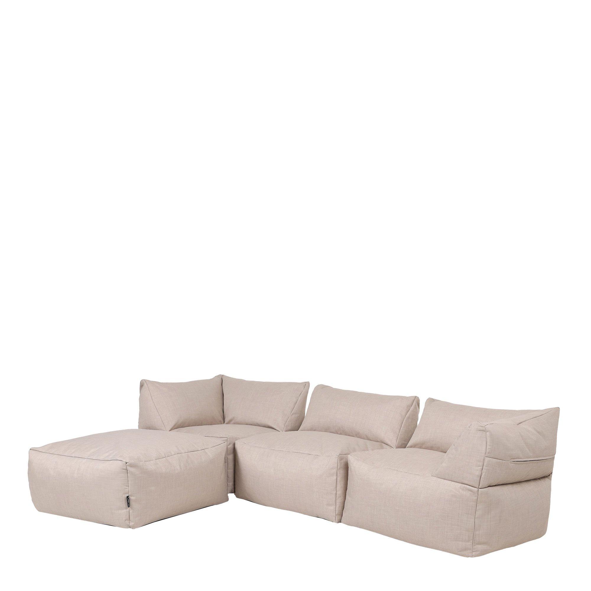 Tetra Indoor Outdoor Modular Bean Bag Grey Floor Corner Sofa -  4pc