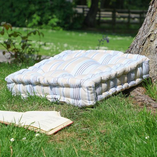 Dibor Set of 4 Giant Oxford Blue Striped Outdoor Garden Chair Seat Pad Cushions 3