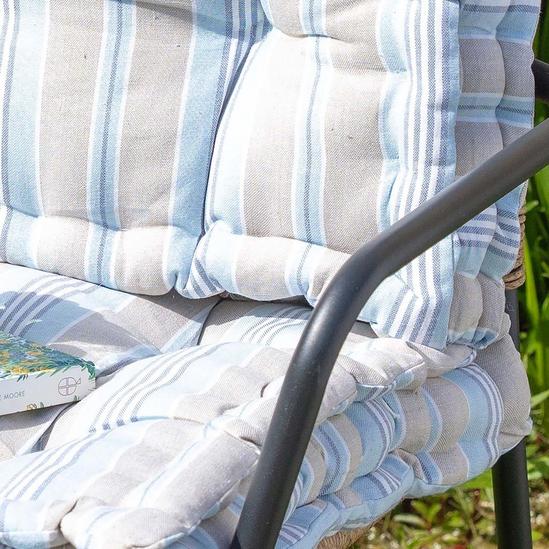 Dibor Set of 4 Giant Oxford Blue Striped Outdoor Garden Chair Seat Pad Cushions 6