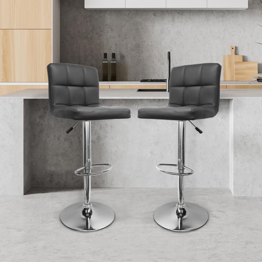 Bar Stools 2x 360 Swivel PU Leather Luxury Bar Stools Alivio