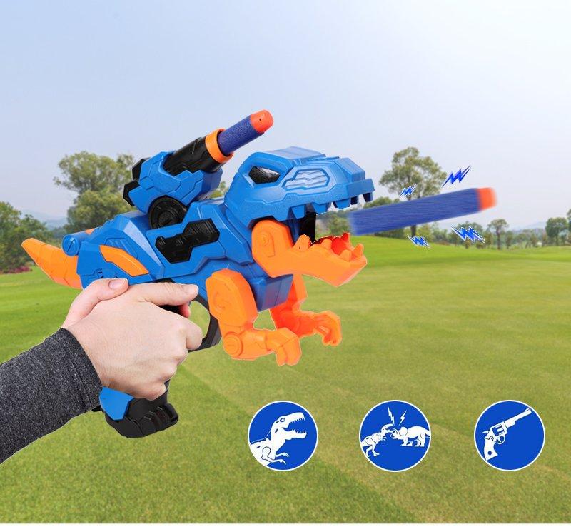 Kids Dinosaur Blaster Gun With Soft Foam Darts & Targets