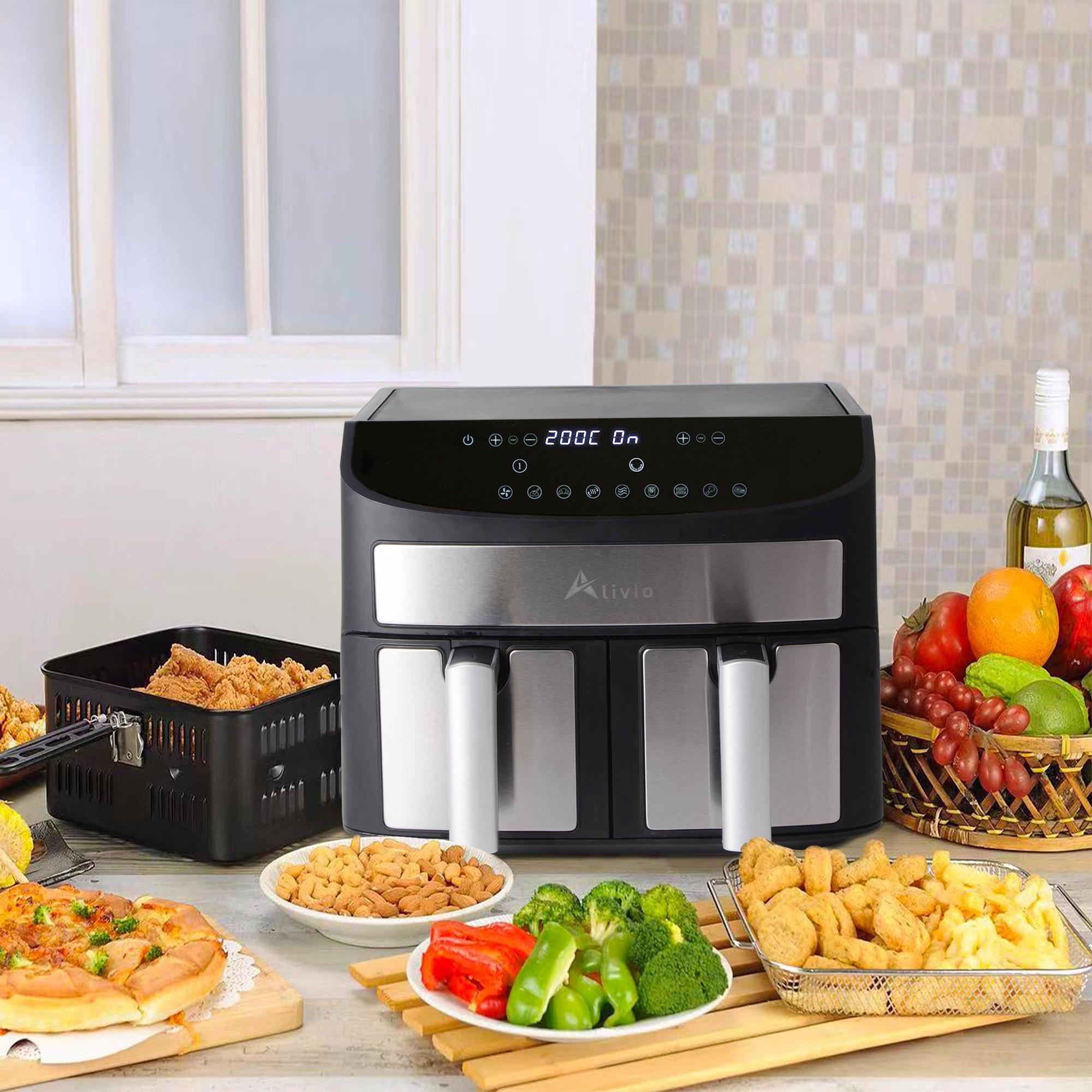  Household 9L Touch Screen Double Air Fryer Electric Deep Fryer  Oven Smart Air Fryers With 2 Independent Baskets : Home & Kitchen